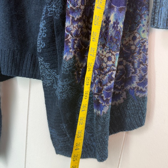 Desigual Women's Navy and Purple geometric design knit open Cardigan wool blend - Picture 9 of 10